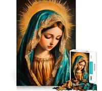 Puzzle da 1000 pezzi con dipinto della Vergine Maria,gioco di abilità mentale,incastro stabile,parti che non si spostano,passatempo divertente per i lunghi weekend (38x52cm)