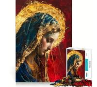 Puzzle da 1000 pezzi con dipinto della Vergine Maria,gioco di abilità mentale,incastro stabile,parti che non si spostano,passatempo divertente per i lunghi weekend (38x52cm)