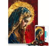 Puzzle da 1000 pezzi con dipinto della Vergine Maria,ideale per ragazzi,stimolante per la mente,con incastri precisi e senza spazi vuoti,perfetto per attività di gruppo al chiuso (50x75cm)
