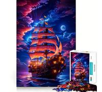 Puzzle da 1000 pezzi con dipinto di barca a vela al tramonto, ideale per ragazzi, gioco di logica e svago, bordi lisci, regalo di alta qualità (50x75cm)