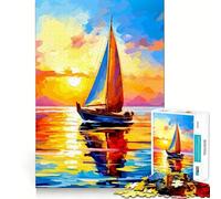 Puzzle da 1000 pezzi con dipinto di barca a vela al tramonto, ideale per ragazzi Gioco di logica, rilassante e stimolante per la mente Bordi chiari, elegante regalo (50x75cm)