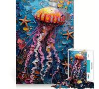 Puzzle da 1000 pezzi con dipinto di calamaro e stella marina per adulti e ragazzi, gioco mentale rilassante e di alta qualità, regalo perfetto 38x26cm
