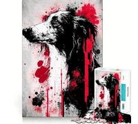 Puzzle da 1000 pezzi con dipinto di cane Borzoi,taglio preciso,rompicapo,regalo divertente per il tempo libero,decorazione natalizia da appendere al muro (38x52cm)