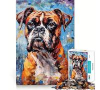 Puzzle da 1000 pezzi con dipinto di cane boxer e tavolozza di colori ideale per adulti Un puzzle divertente che stimola la memoria e permette di giocare insieme Con bordi precisi Regalo stagionale