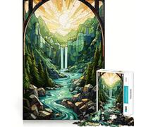 Puzzle da 1000 pezzi con dipinto di cascata al tramonto,divertente per allenare la mente,con incastri precisi e senza spazi vuoti,ideale per creare un legame speciale con i propri cari (38x26cm)