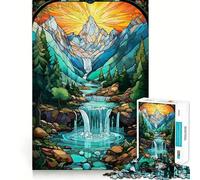 Puzzle da 1000 pezzi con dipinto di cascata al tramonto per adolescenti,divertente da giocare,ad incastro perfetto,senza spazi vuoti,per tutta la famiglia (50x75cm)