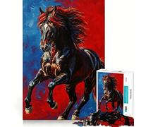 Puzzle da 1000 pezzi con dipinto di cavallo nero,taglio perfetto,divertente rompicapo cognitivo,gioco per il tempo libero,regalo artistico di Natale 50x75cm