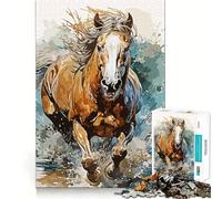 Puzzle da 1000 pezzi con dipinto di cavallo per adulti, stimola la memoria, ideale per il relax, con tagli precisi, perfetto come regalo per le vacanze (38x26cm)
