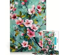 Puzzle da 1000 pezzi con dipinto di ciliegi in fiore rosa, per adulti, gioco di logica intelligente, silenzioso e divertente, con bordi lisci, ideale come regalo per le festività (38x52cm)