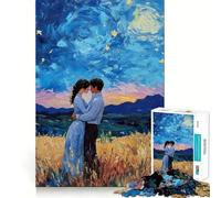 Puzzle da 1000 pezzi con dipinto di coppia romantica in un campo, ideale per adolescenti Migliora la memoria, allevia la tensione e rappresenta un'opera d'arte raffinata con bordi netti (50x75cm)