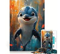 Puzzle da 1000 pezzi con dipinto di delfino sorridente per adolescenti, ideale per migliorare la memoria, calmare la mente e creare un'opera d'arte nitida e da collezione 38x52cm