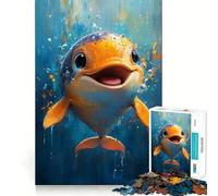 Puzzle da 1000 pezzi con dipinto di delfino sorridente per adulti e ragazzi, ideale per migliorare la memoria, per un relax leggero e piacevole, con tagli netti e un regalo delizioso 50x75cm