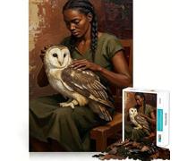 Puzzle da 1000 pezzi con dipinto di donna e gufo,gioco cognitivo divertente,struttura ad incastro precisa,attività per rafforzare i legami affettivi con i propri cari (38x26cm)