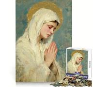 Puzzle da 1000 pezzi con dipinto di donna in preghiera con aureola ideale per adulti per stimolare la memoria e creare un'atmosfera rilassante con un motivo che richiama la lista dei desideri di Babbo