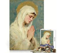 Puzzle da 1000 pezzi con dipinto di donna in preghiera con aureola, ideale per ragazzi, gioco di logica, passatempo per la casa, taglio preciso, regalo per le festività 50x75cm