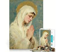 Puzzle da 1000 pezzi con dipinto di donna in preghiera con aureola, ideale per ragazzi, gioco di logica, passatempo per la casa, taglio preciso, regalo per le festività 50x75cm