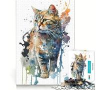 Puzzle da 1000 pezzi con dipinto di gatto ad acquerello,gioco creativo per sviluppare le capacità artistiche,incastro perfetto,nessun pezzo si stacca,attività per rafforzare il legame tra persone care