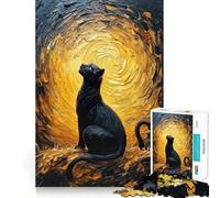 Puzzle da 1000 pezzi con dipinto di gatto nero ad olio,bordo perfetto,gioco di allenamento mentale,divertimento a ritmo lento,regalo di compleanno 50x75cm