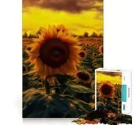 Puzzle da 1000 pezzi con dipinto di girasole al tramonto, ideale per adulti e ragazzi, per migliorare la memoria, per un relax leggero e piacevole, con tagli netti e un regalo delizioso 50x75cm