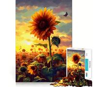 Puzzle da 1000 pezzi con dipinto di girasole e farfalla monarca, ideale per adolescenti, per migliorare la memoria, rilassarsi e divertirsi Pezzo da collezione con ritagli nitidi 50x75cm