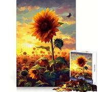 Puzzle da 1000 pezzi con dipinto di girasole e farfalla monarca, ideale per adolescenti, per migliorare la memoria, rilassarsi e divertirsi Pezzo da collezione con ritagli nitidi 50x75cm