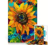 Puzzle da 1000 pezzi con dipinto di girasole per adulti e ragazzi, ideale per migliorare la memoria, rilassare la mente e creare un design accattivante, perfetto come regalo di Natale 50x75cm