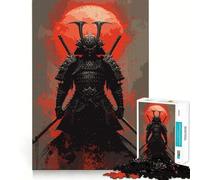 Puzzle da 1000 pezzi con dipinto di guerriero samurai e luna rossa, ideale per ragazzi, per stimolare la memoria, per il tempo libero a casa e per assemblare immagini Un regalo perfetto (50x75cm)