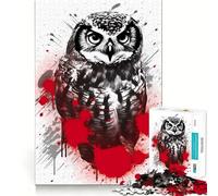 Puzzle da 1000 pezzi con dipinto di gufo sparviero settentrionale per adolescenti, puzzle di memoria, leggero, rilassante, immagine da assemblare, (38x26cm)