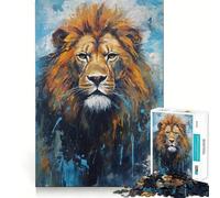 Puzzle da 1000 pezzi con dipinto di leone e tavolozza per ragazzi, ideale per stimolare la memoria, ridurre lo stress e creare disegni con taglio liscio, un regalo artistico (38x26cm)