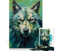 Puzzle da 1000 pezzi con dipinto di lupo e tavolozza per ragazzi, gioco di logica stimolante, silenzioso, con bordi netti, regalo elegante (38x52cm)
