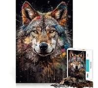 Puzzle da 1000 pezzi con dipinto di lupo,ideale per un divertente gioco di memoria con superficie liscia e priva di sbavature,una sfida stimolante per il tempo libero (50x75cm)
