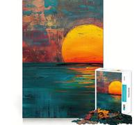 Puzzle da 1000 pezzi con dipinto di paesaggio marino al tramonto, ideale per adolescenti, gioco di logica e svago, con bordi sottili, regalo speciale 38x26cm