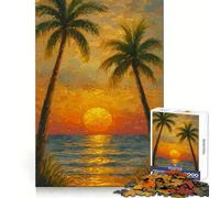 Puzzle da 1000 pezzi con dipinto di palma al tramonto tropicale per adolescenti, per sviluppare la destrezza mentale, divertimento tranquillo, taglio di alta qualità, regalo per le vacanze (50x75cm)