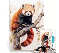 Puzzle da 1000 pezzi con dipinto di panda rosso per adulti, gioco di logica fine, per il tempo libero, con bordi definiti, oggetto da collezione (38x26cm)