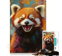 Puzzle da 1000 pezzi con dipinto di panda rosso per ragazzi, gioco di logica, divertimento in famiglia, bordi trasparenti, una piacevole sorpresa (38x26cm)