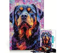 Puzzle da 1000 pezzi con dipinto di Rotweiler e tavolozza di colori ideale per adulti Un puzzle che stimola la memoria e permette di creare ricordi in modo armonioso Un regalo per le festività