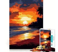 Puzzle da 1000 pezzi con dipinto di spiaggia al tramonto per adolescenti, ideale per migliorare la memoria e il tempo libero, con motivo Babbo Natale intagliato 38x52cm