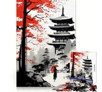 Puzzle da 1000 pezzi con dipinto di tempio giapponese per adulti, gioco di logica, divertimento in casa, bordi precisi, oggetto da collezione 50x75cm