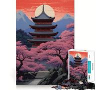 Puzzle da 1000 pezzi con dipinto di tempio giapponese per ragazzi, ideale per stimolare la memoria e il tempo libero, con bordi netti Un regalo perfetto 38x52cm