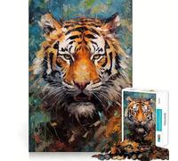 Puzzle da 1000 pezzi con dipinto di tigre e tavolozza, ideale per adulti, regalo che stimola la memoria e favorisce il rilassamento mentale Taglio di alta qualità Una piacevole sorpresa (38x52cm)