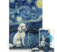 Puzzle da 1000 pezzi con dipinto di un barboncino in una notte stellata, per adulti Un gioco divertente e stimolante da fare insieme Taglio preciso per un'opera d'arte da esporre (50x75cm)