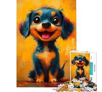 Puzzle da 1000 pezzi con dipinto di un bassotto sorridente Puzzle per adulti antistress per sviluppare analisi e logica Attività divertenti da fare a casa (dimensioni 50x75cm)