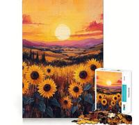 Puzzle da 1000 pezzi con dipinto di un campo di girasoli al tramonto, ideale per adolescenti, gioco di logica e antistress, ideale come regalo di Babbo Natale 50x75cm