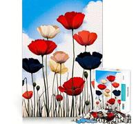 Puzzle da 1000 pezzi con dipinto di un campo di papaveri per adulti, puzzle rilassante, arte da assemblare, (38x26cm)