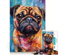 Puzzle da 1000 pezzi con dipinto di un carlino, ideale per adulti, un gioco stimolante per la mente, perfetto per giocare in casa Opera d'arte di pregio (50x75cm)