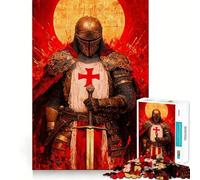 Puzzle da 1000 pezzi con dipinto di un cavaliere templare per adulti, gioco di logica e relax, taglio preciso, regalo prezioso 38x26cm