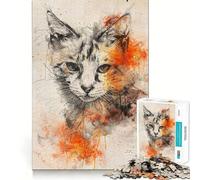 Puzzle da 1000 pezzi con dipinto di un gatto, ideale per ragazzi, stimola la mente e regala momenti di gioia in famiglia (38x26cm)