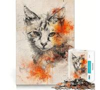 Puzzle da 1000 pezzi con dipinto di un gatto per adulti, gioco intelligente da assemblare insieme, regalo stagionale (50x75cm)