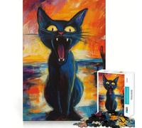Puzzle da 1000 pezzi con dipinto di un gatto urlante, ideale per adolescenti Migliora la memoria, favorisce il rilassamento mentale e crea un'atmosfera creativa (38x52cm)