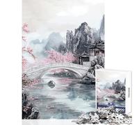 Puzzle da 1000 pezzi con dipinto di un giardino giapponese gioco rompicapo per famiglie decorazione murale collezione d'artista belle arti (38x52cm)